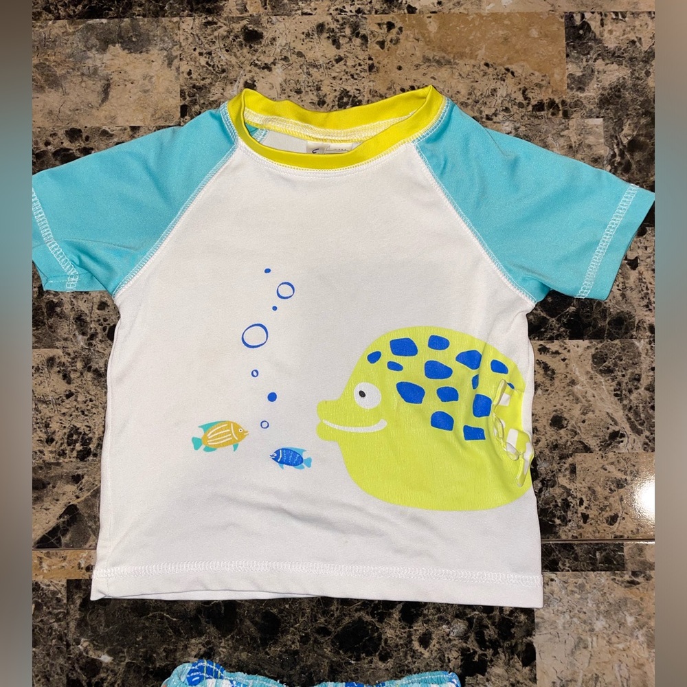 Wippette Toddler Swim Trunks & Rash Guard 24 Months🐠🐟 - Picture 2 of 10